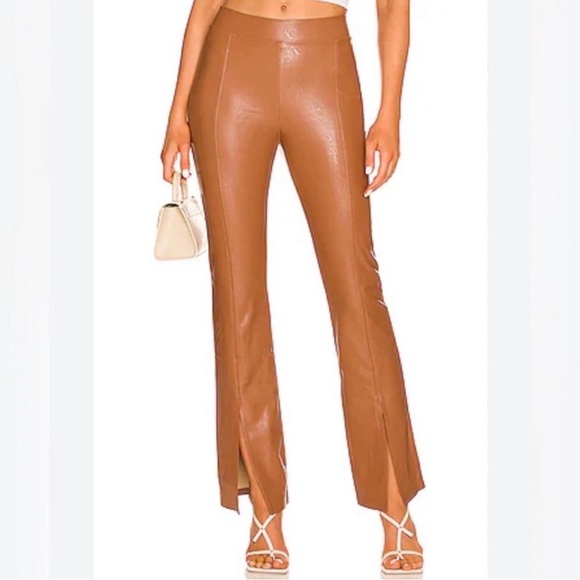 Commando Pants - Commando Cocoa Faux Leather Flare Pants with Front Slits NWT